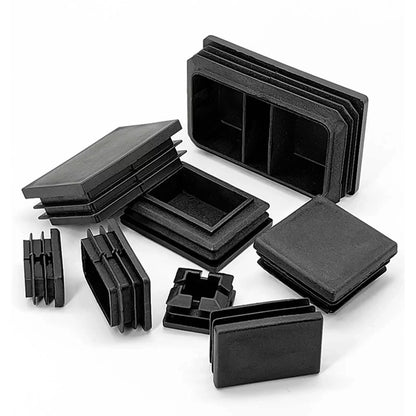 10/20Pcs Rectangle Plastic Inner Plug 10mm to 60mm End Caps Blanking Plug Tube/Box Section Inserts Black