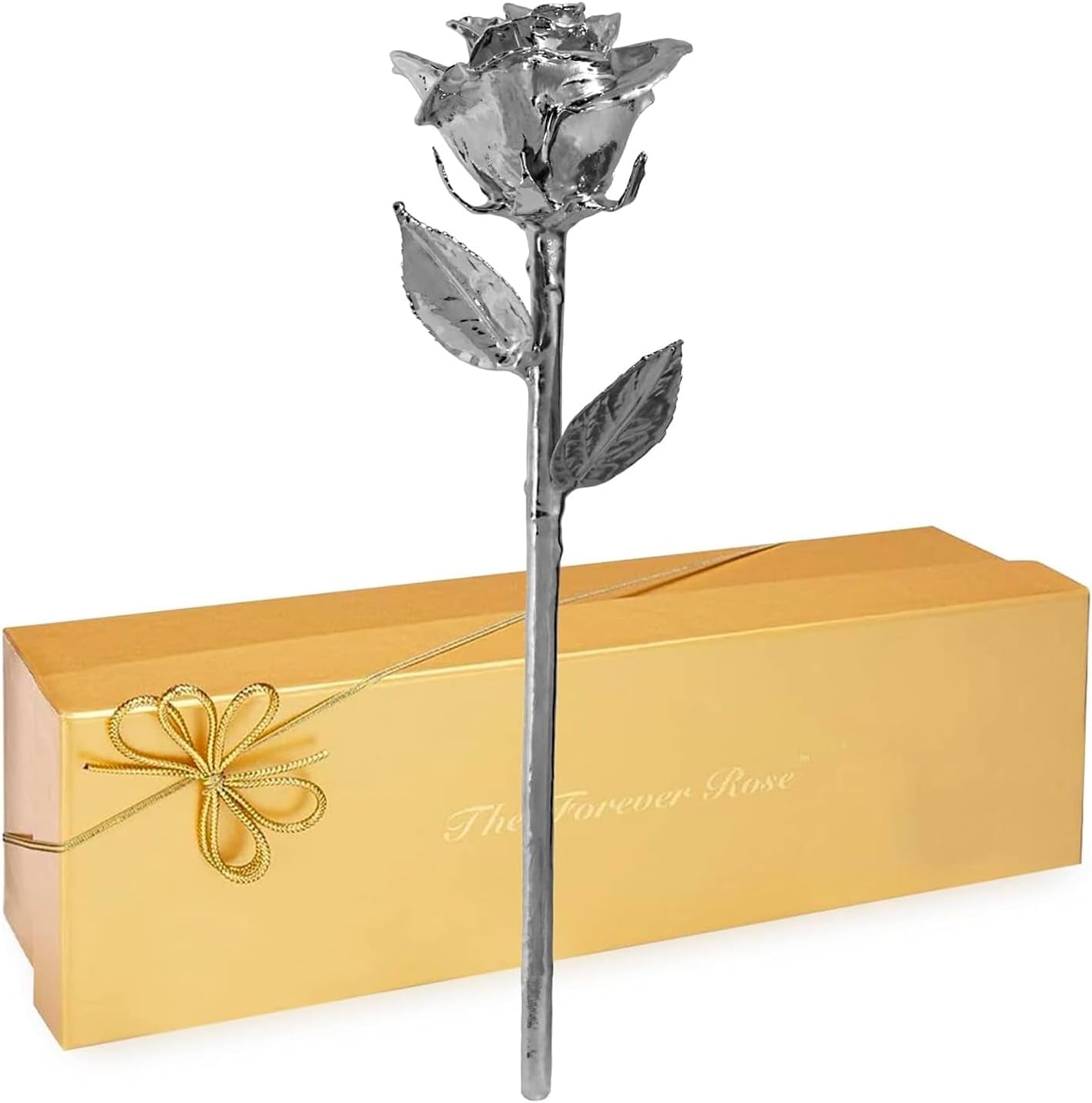 Real Platinum Rose, Genuine, One of a Kind, Hand Dipped & Everlasting Platinum Dipped Real Rose, Beautiful Forever Flower, Ideal Anniversary, and Romantic Valentine'S Day Gifts for Women