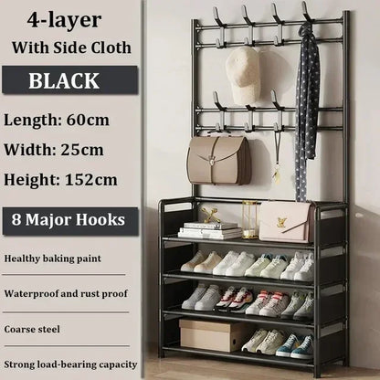 Clothes Hat Hangers Shoe Rack Multi-ayer Shoe Rack Simple Floor Shoes and Hat Racks Load-bearing Living Room Organizer Shelf