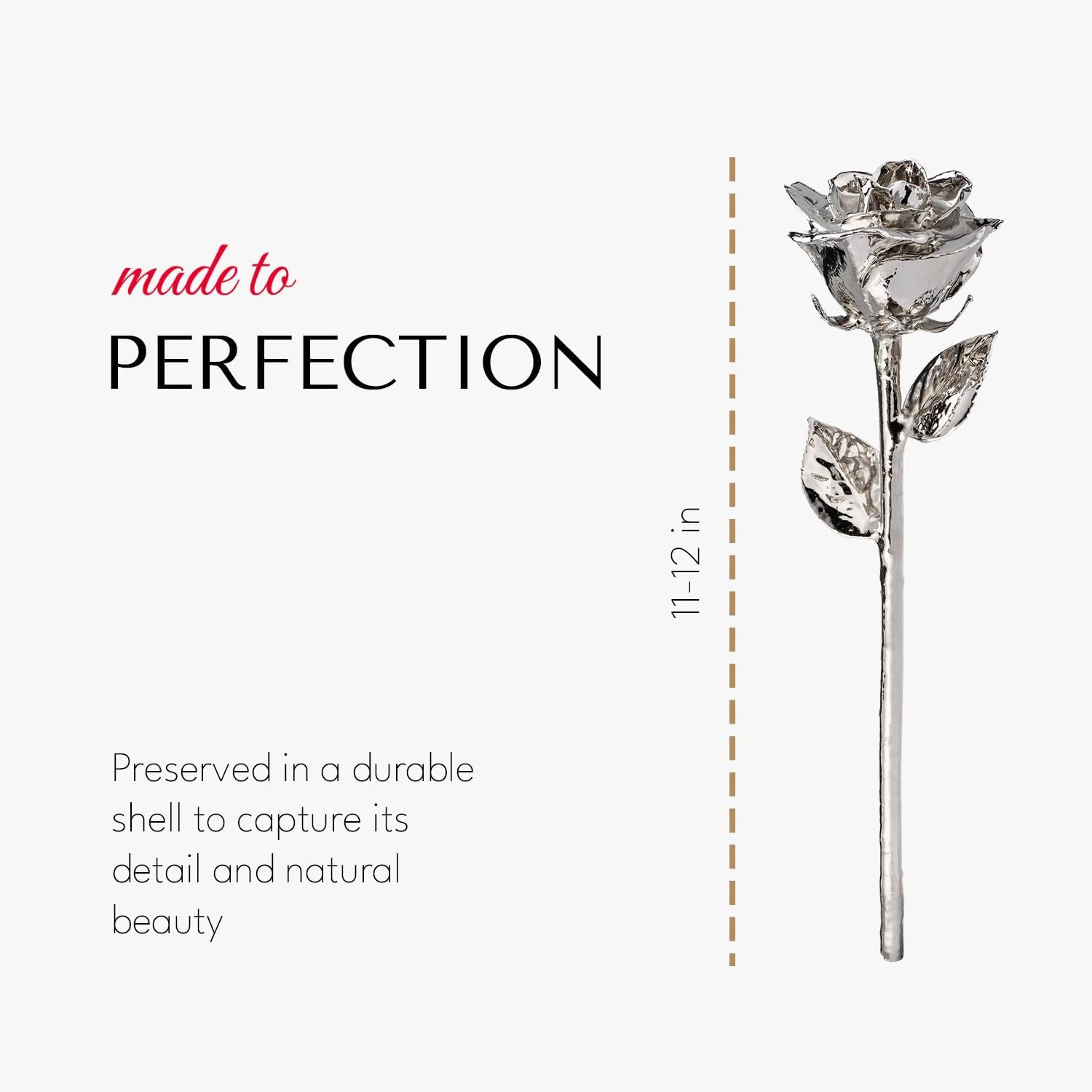 Real Platinum Rose, Genuine, One of a Kind, Hand Dipped & Everlasting Platinum Dipped Real Rose, Beautiful Forever Flower, Ideal Anniversary, and Romantic Valentine'S Day Gifts for Women