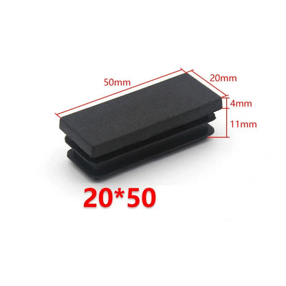 10/20Pcs Rectangle Plastic Inner Plug 10mm to 60mm End Caps Blanking Plug Tube/Box Section Inserts Black