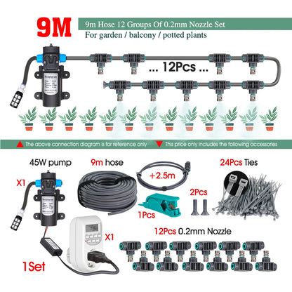 45W 0.2MM Gardening Atomizing Cooling System Quick Connection Nozzle Tee Watering Device Fine Spray Humidification Equipments