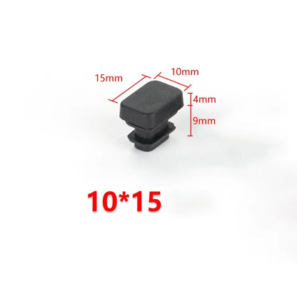 10/20Pcs Rectangle Plastic Inner Plug 10mm to 60mm End Caps Blanking Plug Tube/Box Section Inserts Black