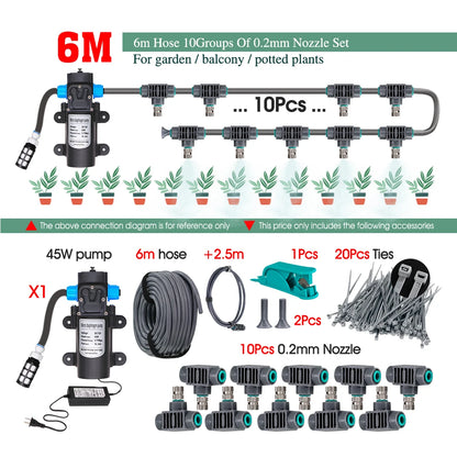 45W 0.2MM Gardening Atomizing Cooling System Quick Connection Nozzle Tee Watering Device Fine Spray Humidification Equipments