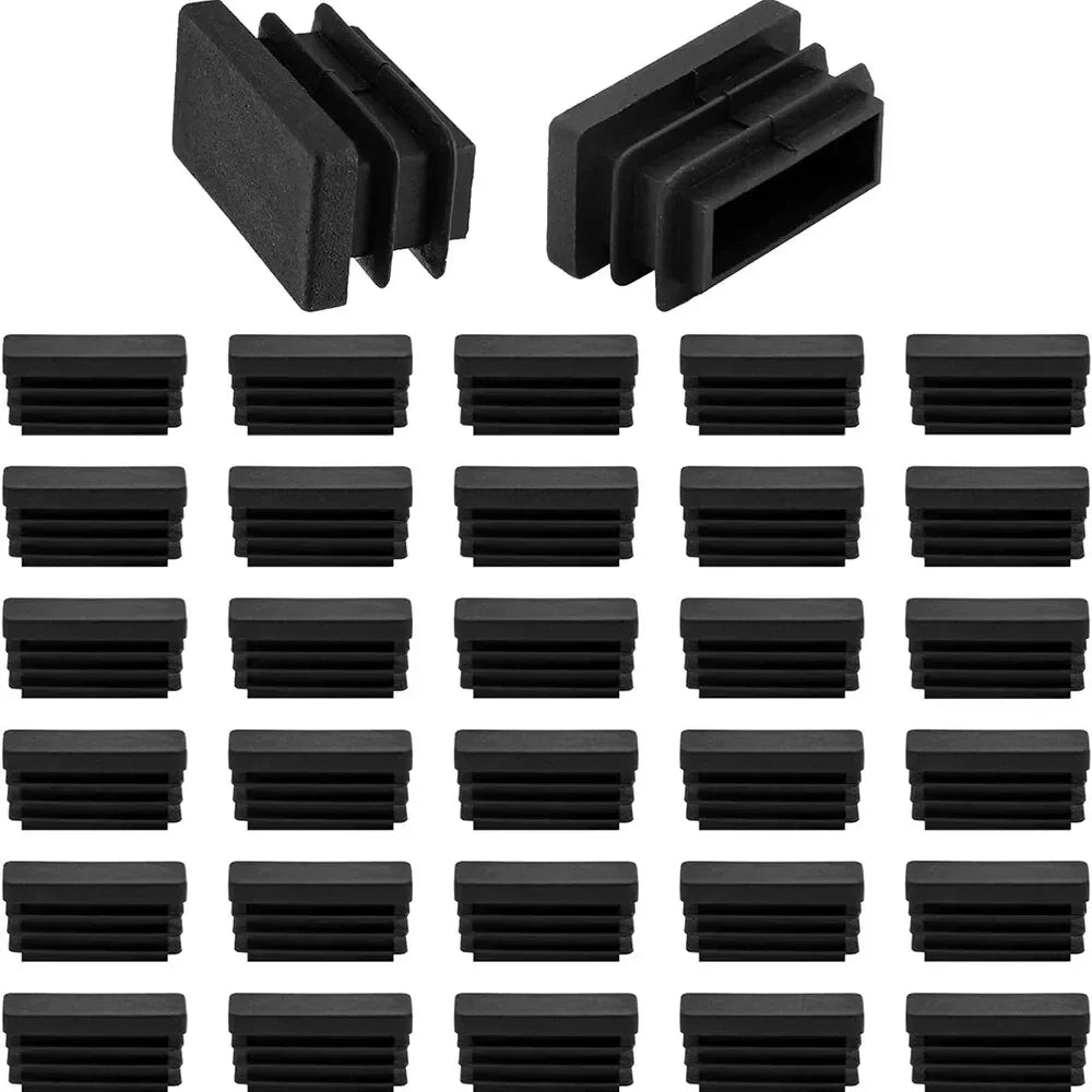 10/20Pcs Rectangle Plastic Inner Plug 10mm to 60mm End Caps Blanking Plug Tube/Box Section Inserts Black