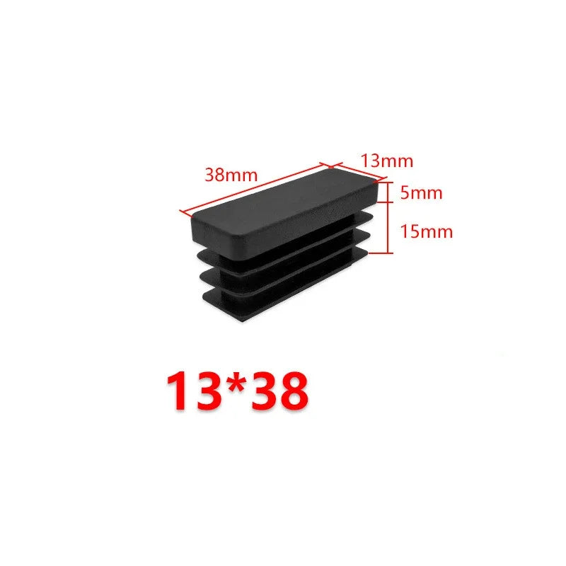 10/20Pcs Rectangle Plastic Inner Plug 10mm to 60mm End Caps Blanking Plug Tube/Box Section Inserts Black