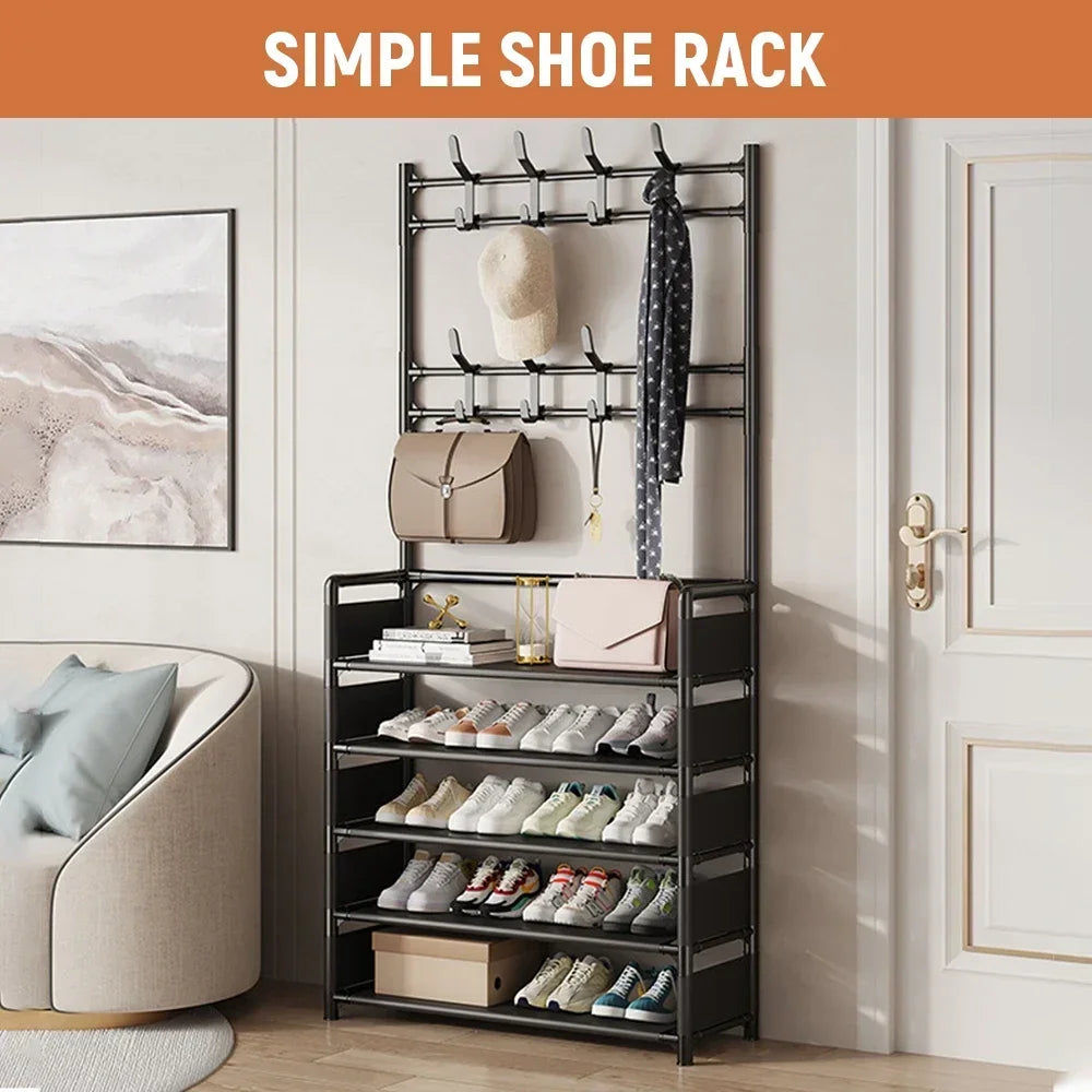 Clothes Hat Hangers Shoe Rack Multi-ayer Shoe Rack Simple Floor Shoes and Hat Racks Load-bearing Living Room Organizer Shelf