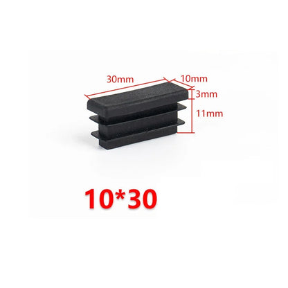 10/20Pcs Rectangle Plastic Inner Plug 10mm to 60mm End Caps Blanking Plug Tube/Box Section Inserts Black