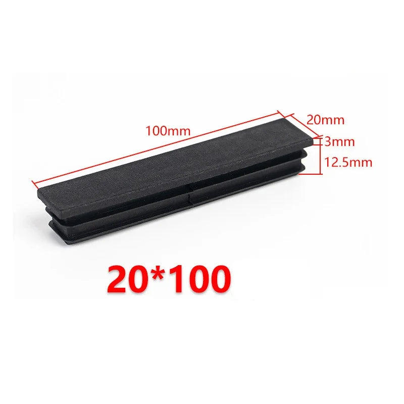 10/20Pcs Rectangle Plastic Inner Plug 10mm to 60mm End Caps Blanking Plug Tube/Box Section Inserts Black