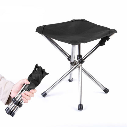 Stainless Steel Fishing Chair Barbecue Folding Stool Outdoor Camp Hiking Picnic Travel Seat Chair Collapsible Seat Small Stool