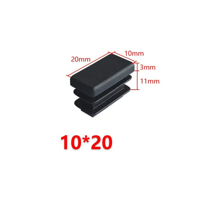 10/20Pcs Rectangle Plastic Inner Plug 10mm to 60mm End Caps Blanking Plug Tube/Box Section Inserts Black