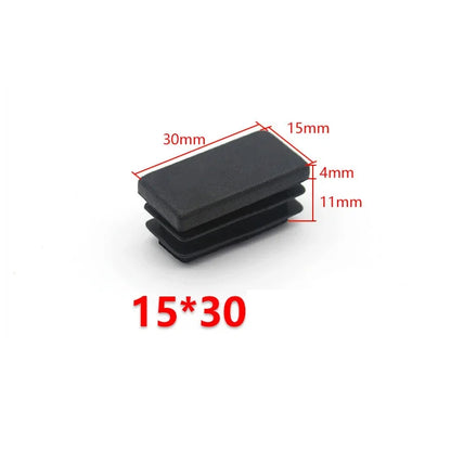 10/20Pcs Rectangle Plastic Inner Plug 10mm to 60mm End Caps Blanking Plug Tube/Box Section Inserts Black